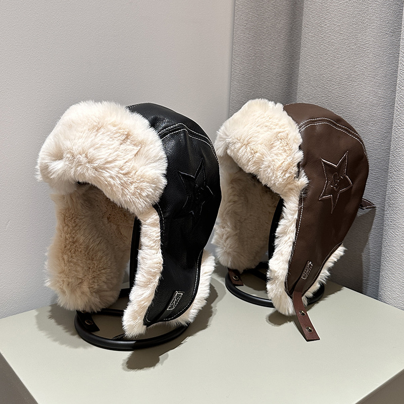 Sombrero de piel de pelúcia de aviador retro para niños y niñas, gorras de esquí de protección de oídos cálidas para niños y niñas