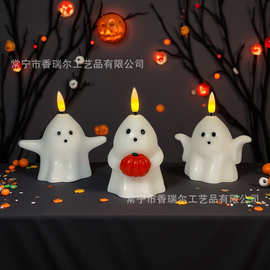 跨境批发万圣节可爱幽灵石蜡电子蜡烛创意氛围装饰摆件伴手礼礼物