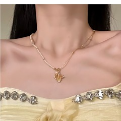 秋冬氛围感串珠枫叶项链小众设计感气质个性精致时尚百搭独特项链