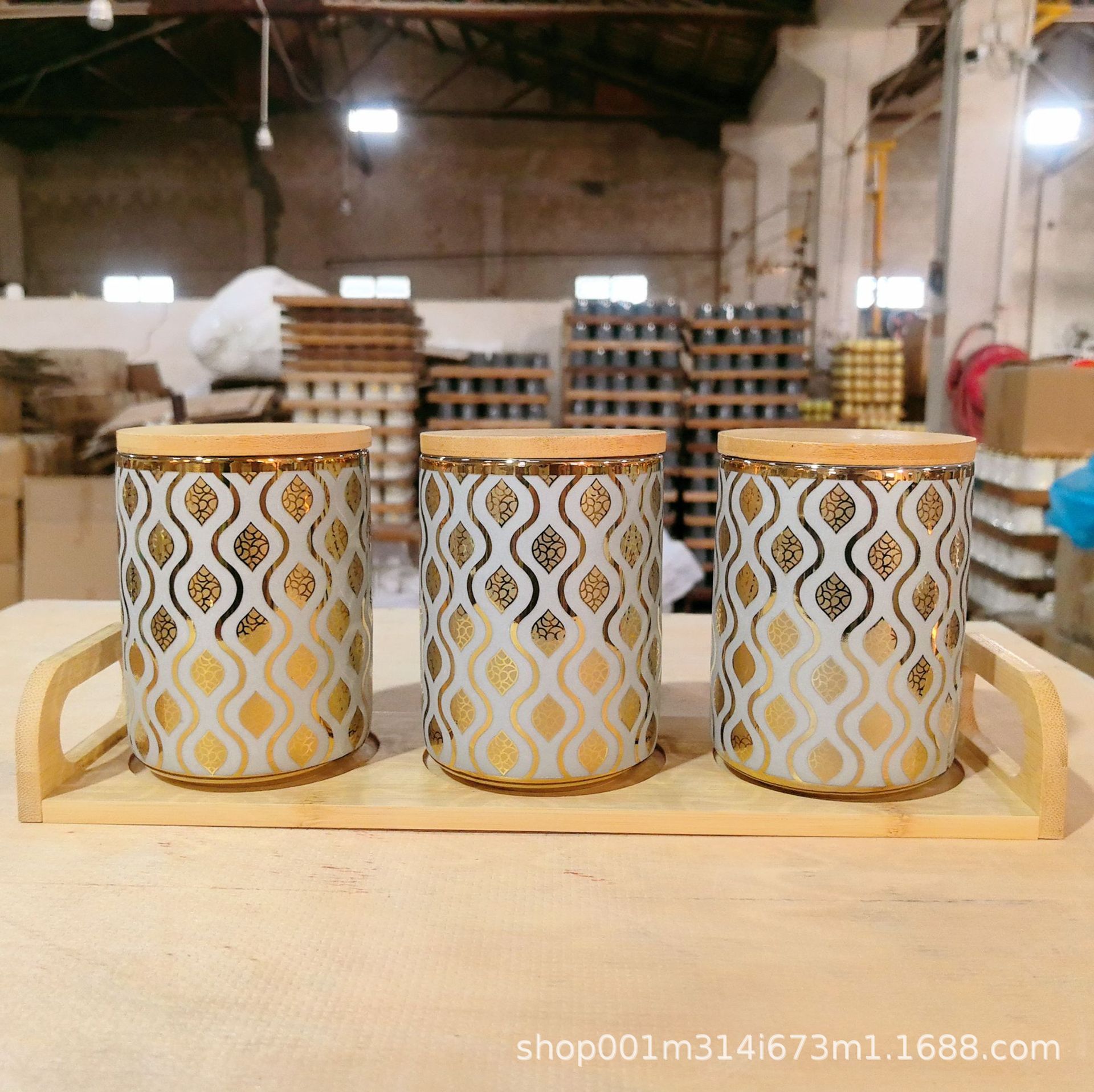 Cocina, hogar, hogar, cerámica, galvanoplastia, tanque de almacenamiento, condimento, tanque sellado de gran capacidad, grano de café, tanque de azúcar de té, juego de tres piezas