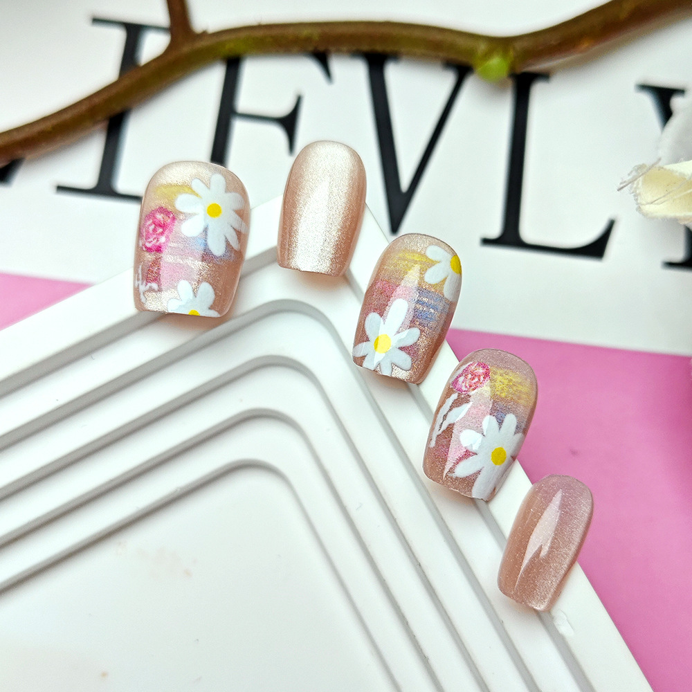 Piezas de arte floral en relieve para decoración de uñas, juego de 10 piezas con pegatinas de ojo de gato, uñas postizas de alta gama hechas a mano.