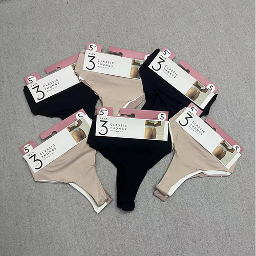 European and American foreign trade single women's seamless solid color combination T-pants sexy low-waist thong 3-piece one-card shorts
