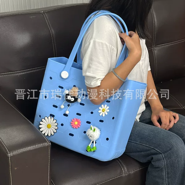 Cross-Border European and American New Fashion Eva Beach Bag for Outdoor Seaside Vacations, DIY Accessory Tote Bag, Hole Bag