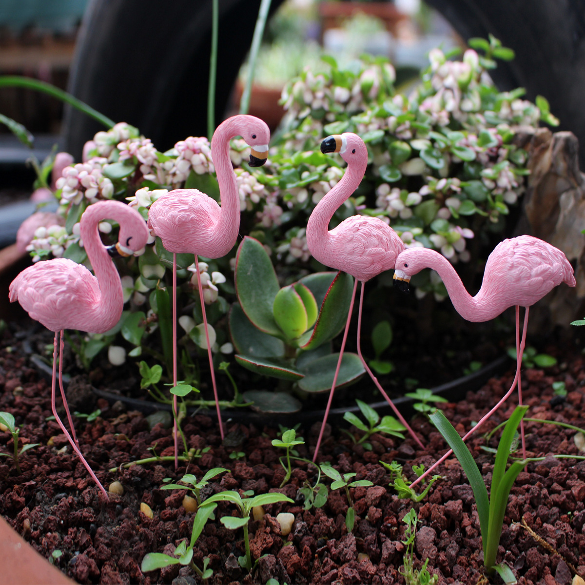  exclusive for  direct supply pink flamingo suit garden landscape decorations garden resin plug-in 