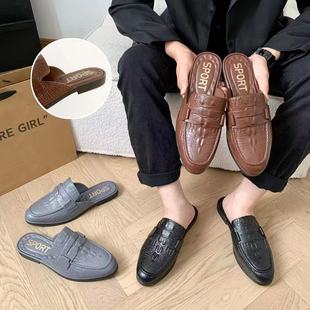 Charming Shark New Spring and Autumn Casual Men's Slippers Solid Color Baotou Half Slippers Flat Fashionable Outer Wear Men's Sandals and Slippers