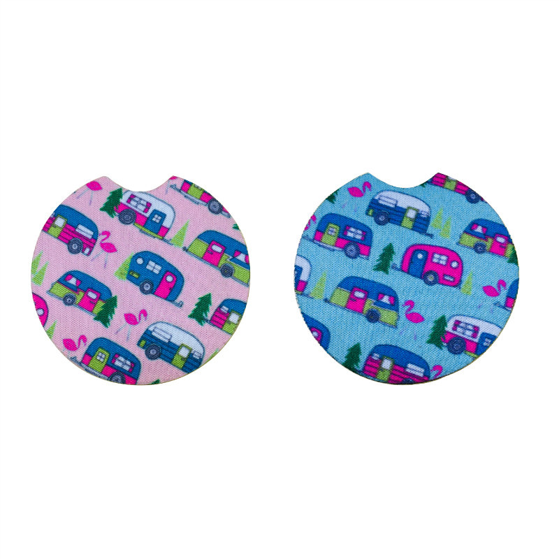 RTS现货汽车杯垫 潜水料car coaster杯垫直径7CM 跨境外贸亚马逊