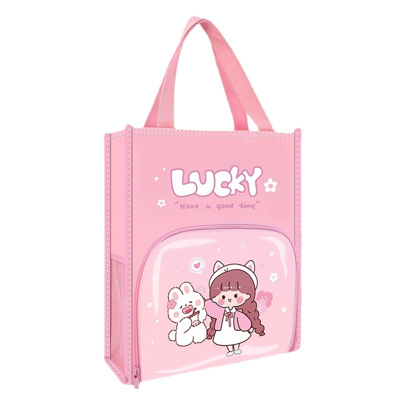 Bolsa de tutorial engrosada de alto aspecto bolsa de libro Portátil Bolsa de tutorial de tareas de estudiante de escuela primaria bolsa de Arte de dibujos animados a prueba de agua