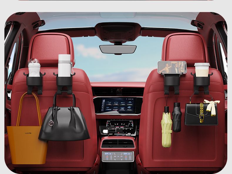 Car Hook, Seat Back, Multifunctional Hook, Car Built-In Water Cup Holder, Mobile Phone Holder, Essential Supplies