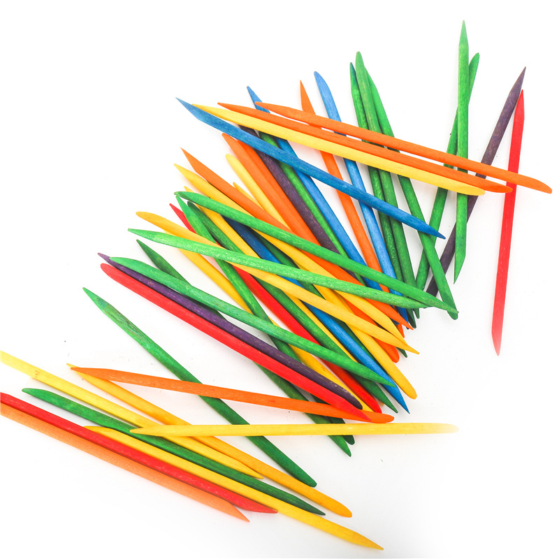 Herramientas de uñas color naranja palo de belleza palo de madera piel muerta empuje palo de taladro de doble cabeza palo de haya 100 bolsas