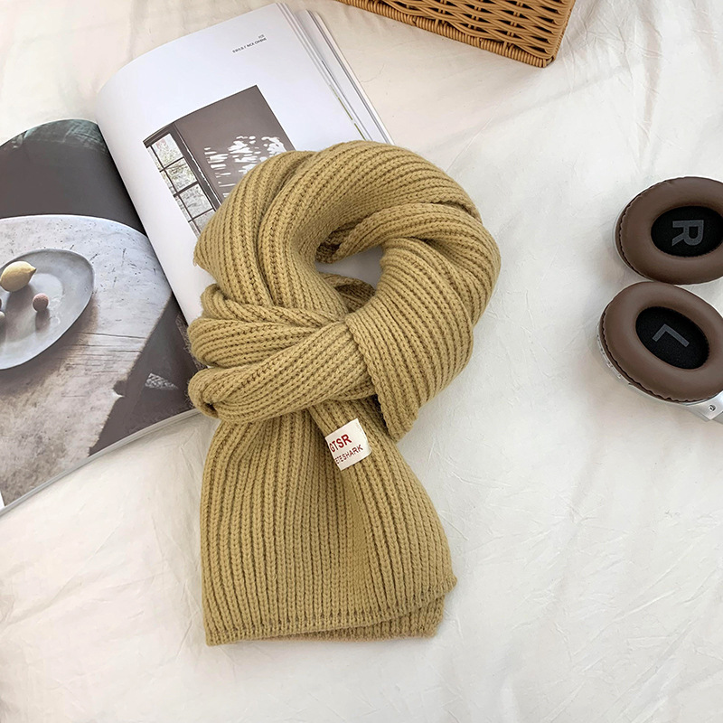 Bufandas coreanas 2025 nuevo engrosado calentamiento suave glutinoso clay azul sólido lana bufandas de cuello al por mayor