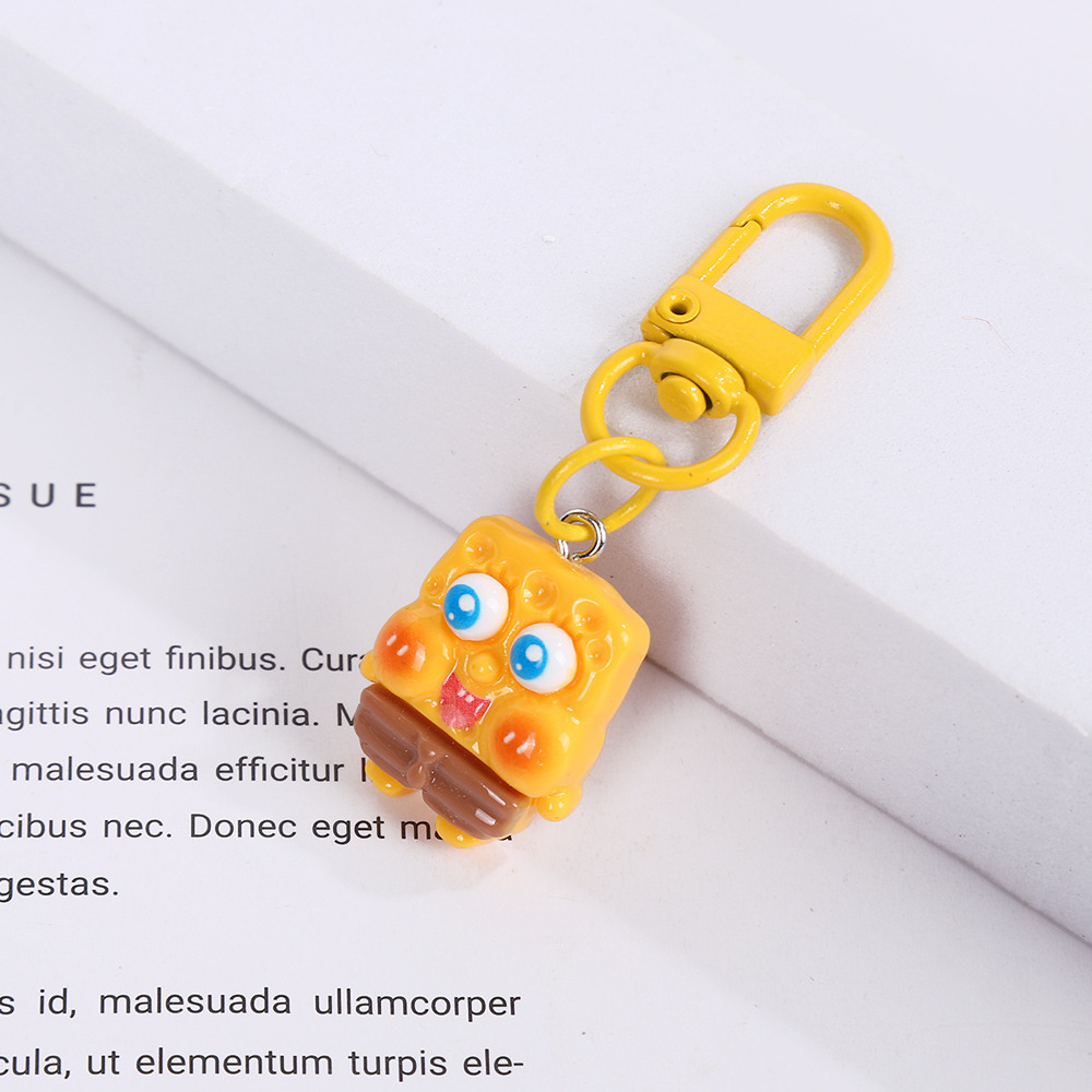 Caricatura encantadora SpongeBob pie estrella de resina llave auriculares colgantes bolsos accesorios amigos regalos