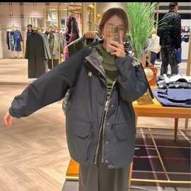 连帽春秋新款 男女同款连帽冲锋衣外套两面可穿压胶冲锋衣外套