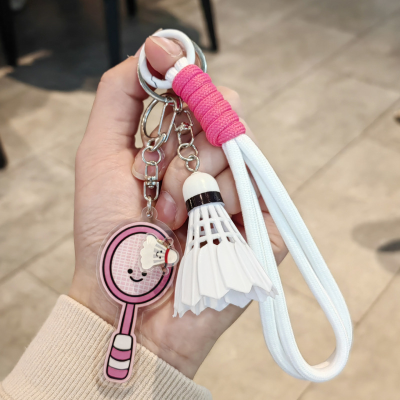 Cartoon Badminton Racket Keychain Cute Sports Style Rotating Badminton Pendant Rope Braided Bracelet Hanging Ornament Gift Cartoon Badminton Racket Keychain Cute Sports Style Rotating Badminton Pendant Rope Braided Bracelet Hanging Ornament Gift