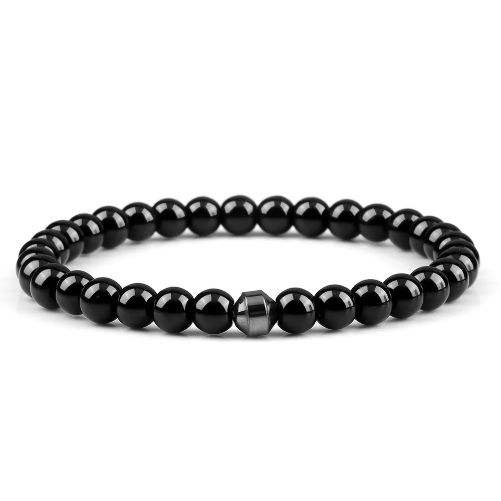 Fábrica directa de piedra natural ojo de tigre pulsera de cuentas pulsera de piedra de biliar negra productos acabados joyería pulsera multicolor al por mayor