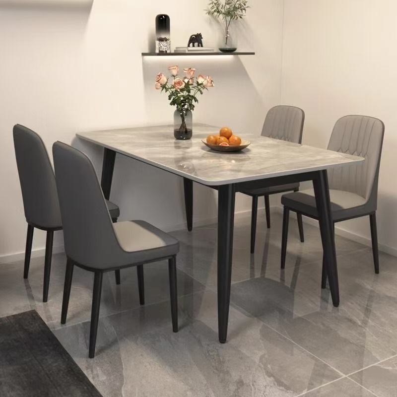 Slate Dining Table, Light Luxury Home Use, Modern Minimalist Rental House Dining Table and Chair Set, Iron Art Rectangular Dining Table and Chairs