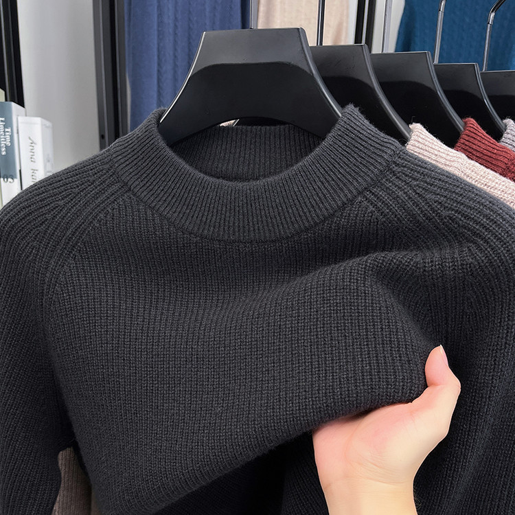 Suéter para hombres otoño y invierno nuevo abrigo casual camiseta de punto de cuello medio alto suéter de lana para hombres