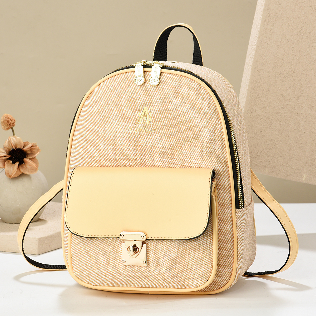Mochila de color sólido, nuevo estilo 2025, elegante bolso de mujer, mochila escolar informal, mochila de viaje de doble uso, bolsos de exportación