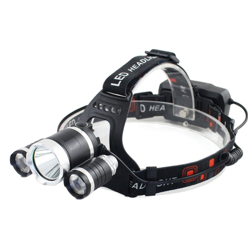 Transfronteriza de enfoque giratorio fuerte luz 3LED Faro de alta potencia de iluminación al aire libre lámpara de pesca nocturna carga T6 faro