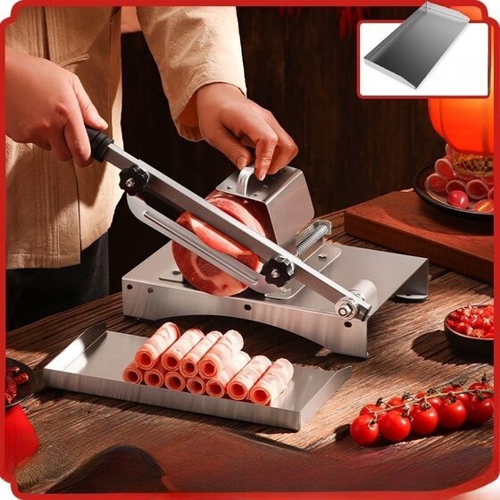 Stainless steel bone cutting machine guillotine chop chicken duck fish frozen meat bone cutting artifact guillotine cutting medicine machine slicer household kitchen