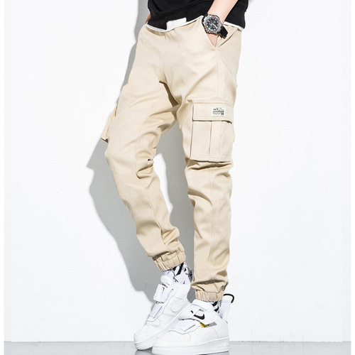 Men's Korean Style Trendy Autumn/Winter Matchable Streetwear Bootcut Sports Pants Loose Fleece Work Casual Long Pants