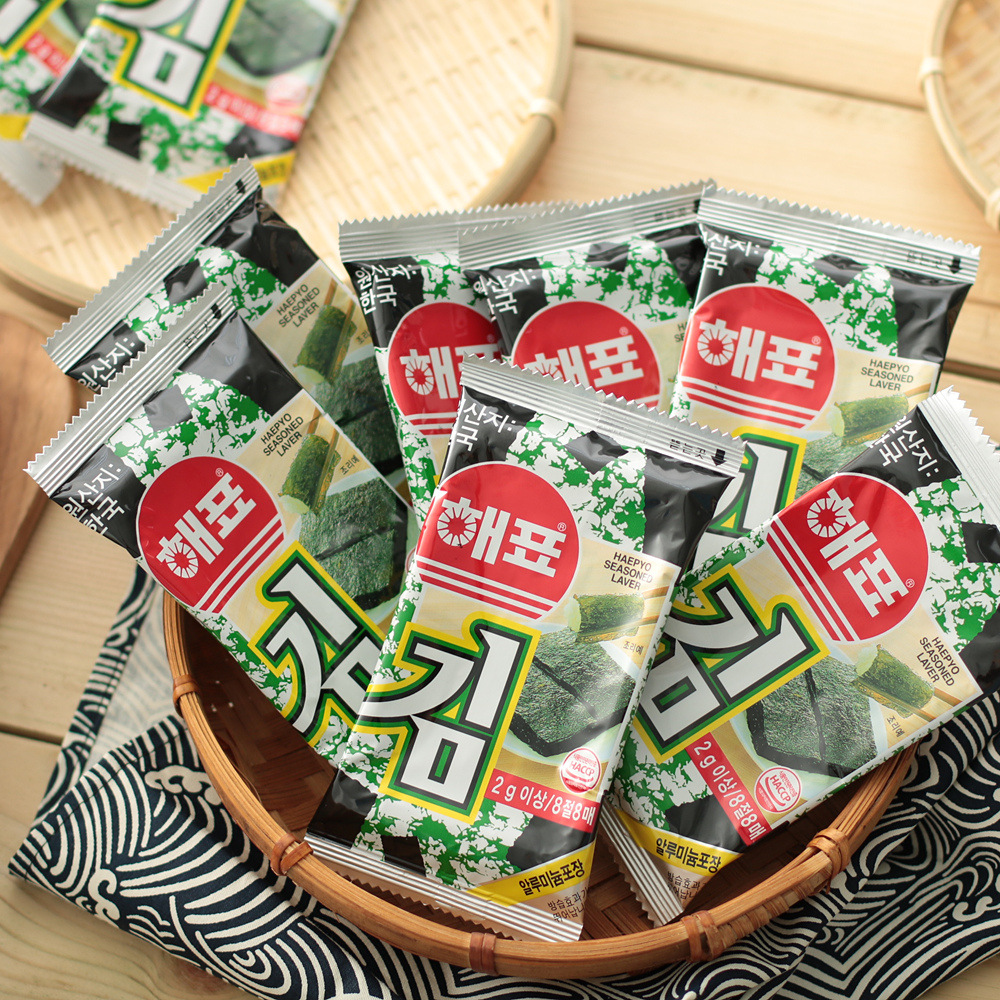 韩国紫菜进口零食品 海牌/海飘 16g8袋芥末味 即食烤海苔网红零食