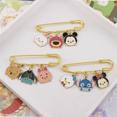 可愛滴油維尼小熊胸針卡通人物米奇史迪仔大衣包包別針徽章配飾品