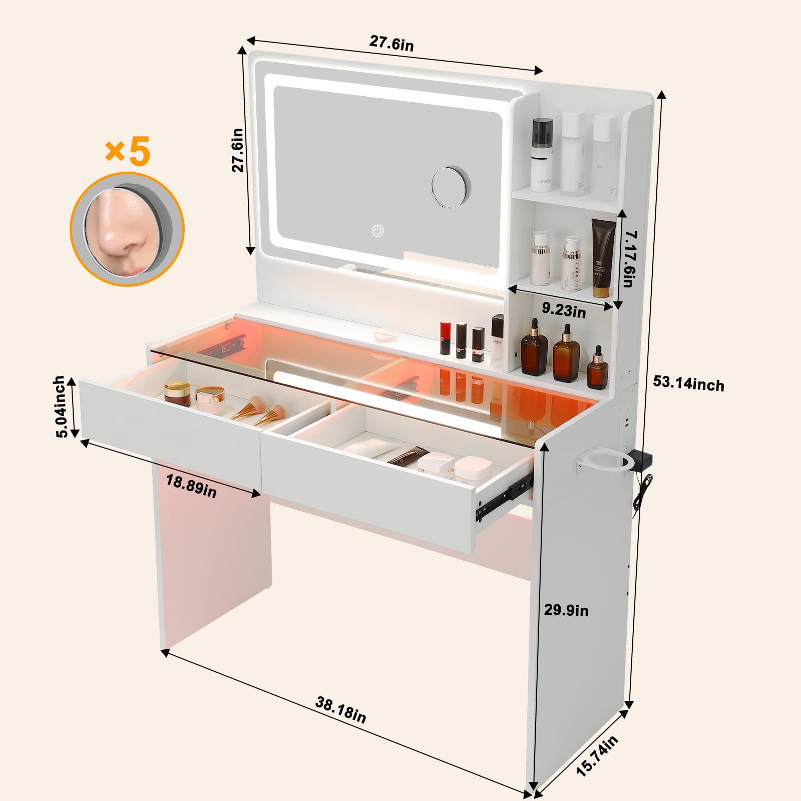Comercio exterior Amzom transfronterizo amazon mesa de tocador muebles de placa maquillaje moderno minimalista RGB modulable mesa de tocador