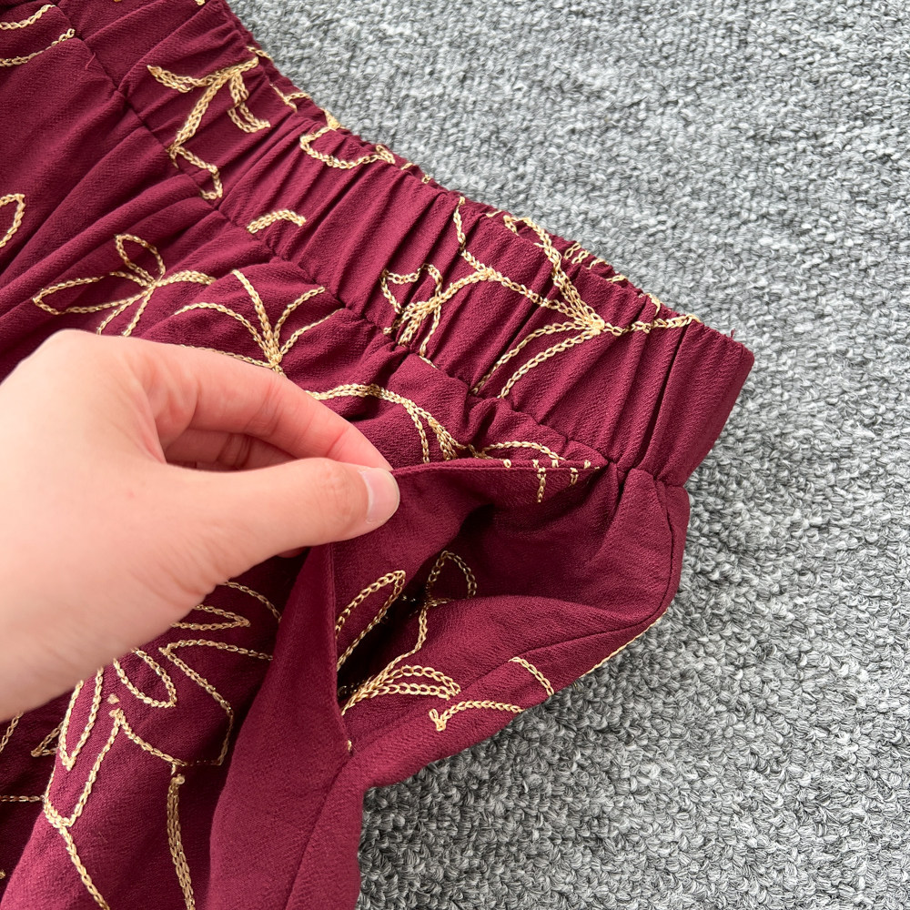 Women's Leaf Embroidery Two Piece Set Cardigan And Wide Leg Pants Slimming Versatile Autumn 2026 Commuting Clothing_ecoleips.com