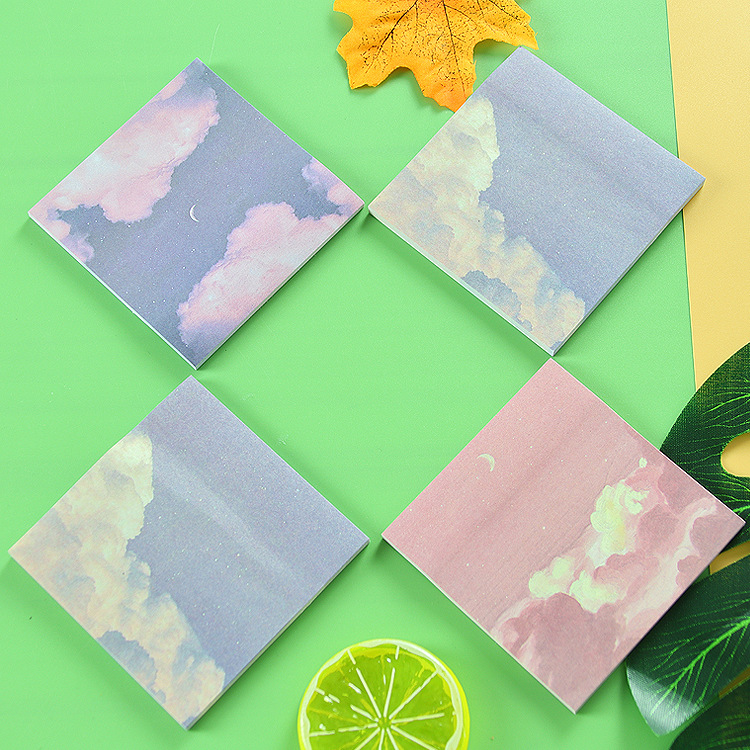 포스트잇 노트 학생 메모 메시지 N 회 스틱 별이 빛나는 하늘 풍경 찢을 수 있는 고점착 메모 스티커 사무실 문구 도매