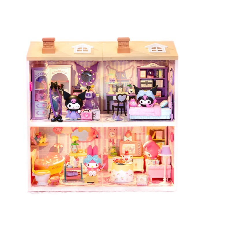 Rollife Ruo Lai Sanrio Escena pvcdiy Model House Super World Bloques de construcción ensamblados Juguetes Regalos para niños