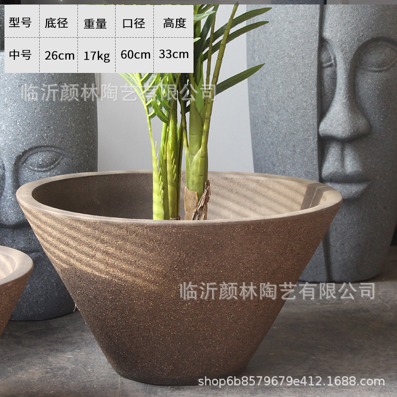 Flores de cuerno de boca gran maceta de cerámica gruesa combinación de paisaje gran diámetro mosaico gran maceta de paisaje gran maceta