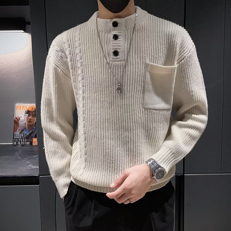 Base knitted autumn Japanese solid color casual sweater for students…