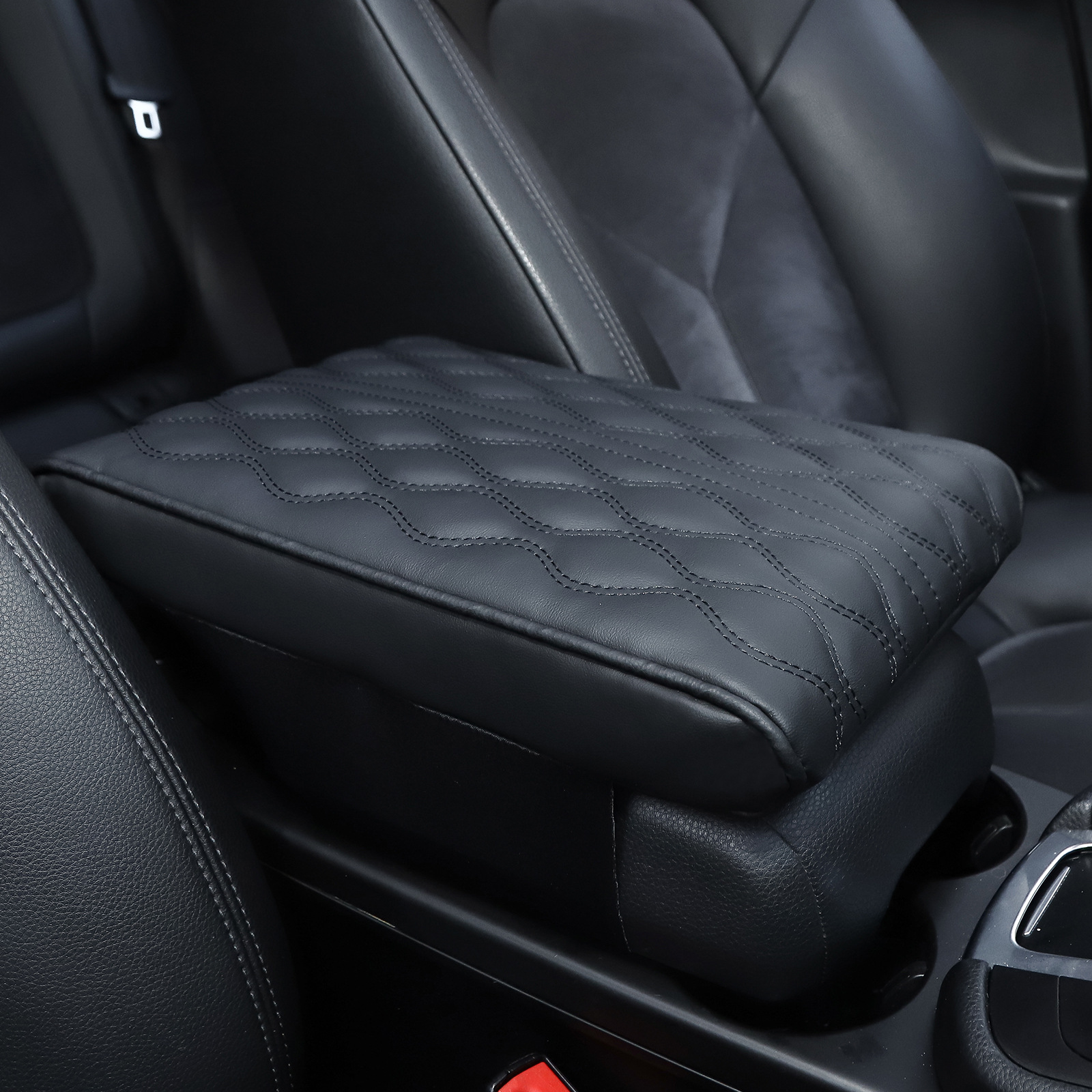 Heightening Pad, Universal Armrest box pad - wavy-memory-foam-armrest-heightening-pad-black