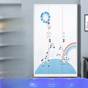 Iron Wardrobe Home Balcony Cabinet Living Room Storage Children's Wardrobe Storage Moisture-Proof Lockable Sliding Cabinet Aoyue
