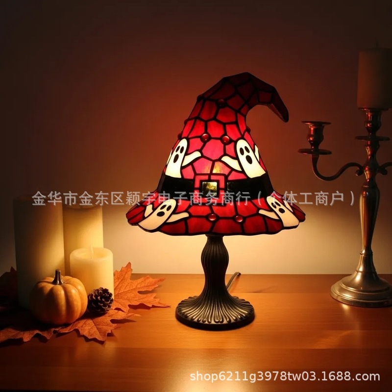 跨境Witch Hat Table Lamp Ornament 女巫帽台灯装饰树脂工艺摆件|undefined