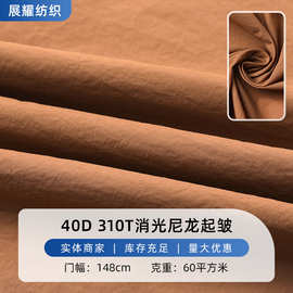 40D消光尼龙起皱310T尼丝纺棉服冲锋衣服装羽绒服布料夹克哑光