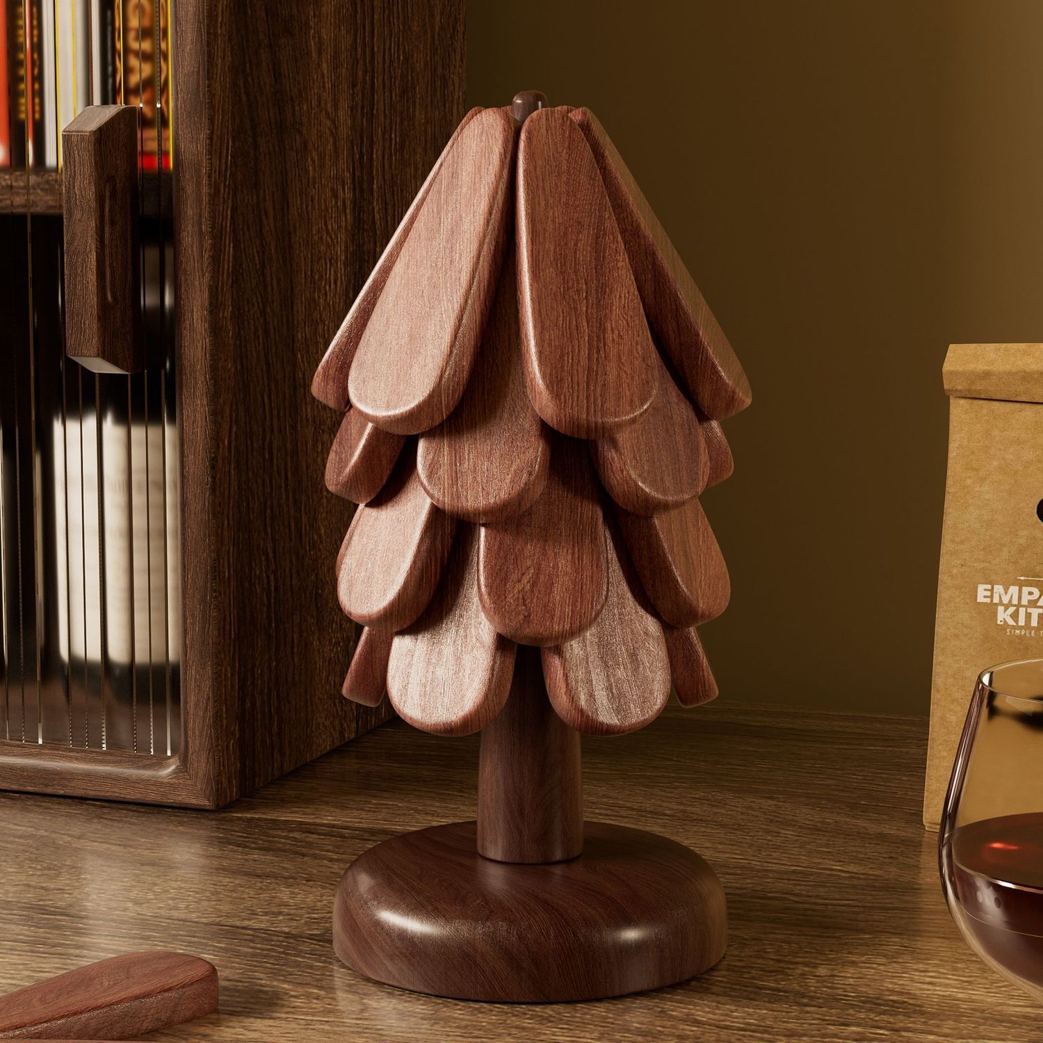 Alta sensación de árbol de Navidad un árbol aislante térmico almohadilla de madera sólida mesa de comedor creativa pequeña taza de árbol a prueba de quemaduras almohadilla de platos de cocina