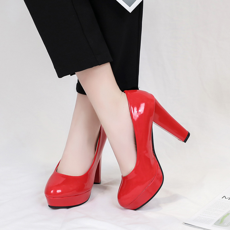 Nightclub Thick-Soled Thick High-Heeled Women's Shoes 2025 New Style Shallow Mouth Pointed Toe Flats Formal Wear Professional Wear Large Size Single New Wholesale Nightclub Thick-Soled Thick High-Heeled Women's Shoes 2025 New Style Shallow Mouth Pointed Toe Flats Formal Wear Professional Wear Large Size Single New Wholesale