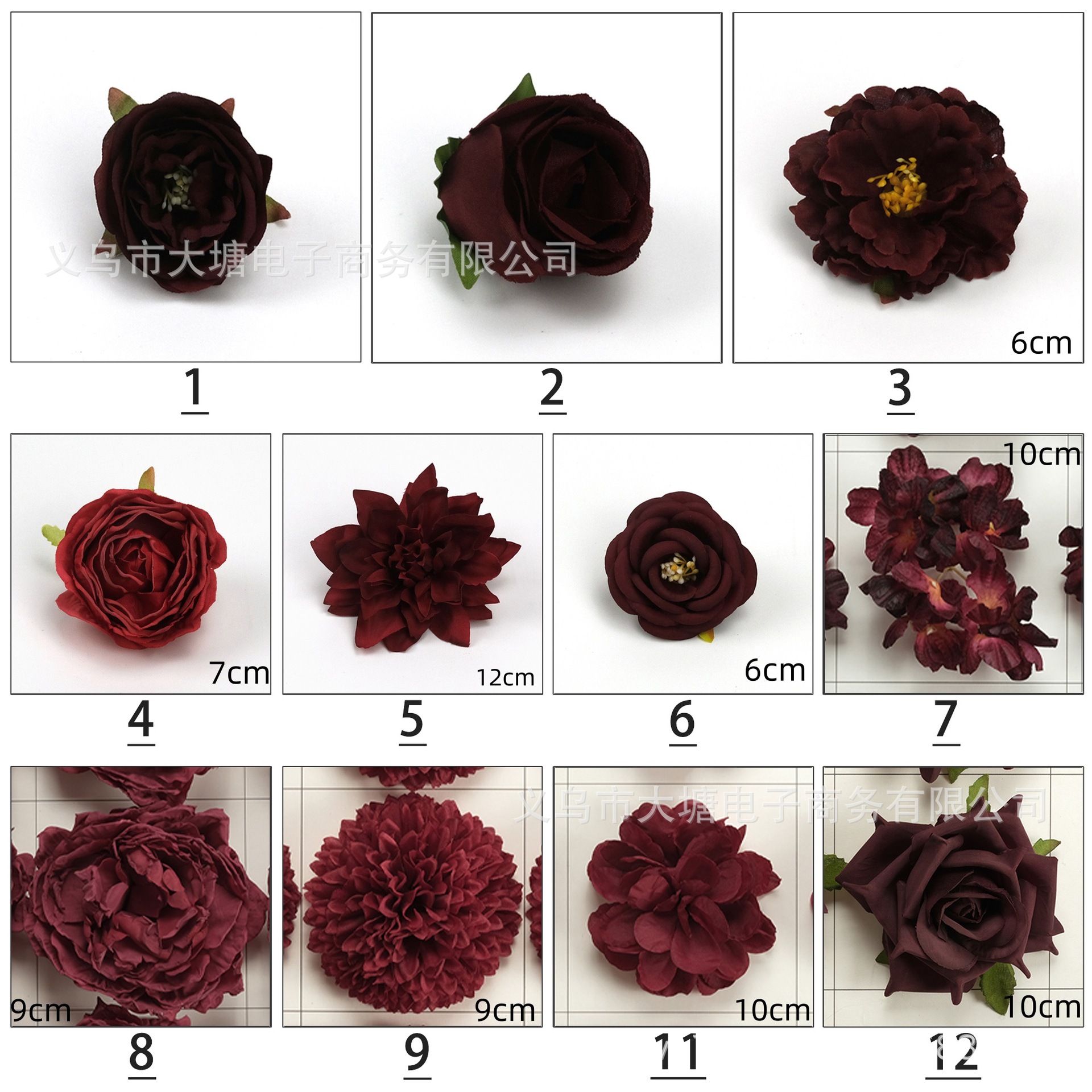 Shein hot -selling retro wine red multi -style simulation flower…
