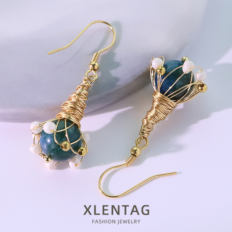 Perla natural cianita alambre aretes aretes aretes ligeros aretes de lujo aretes diseñados a mano aretes de alta sensación