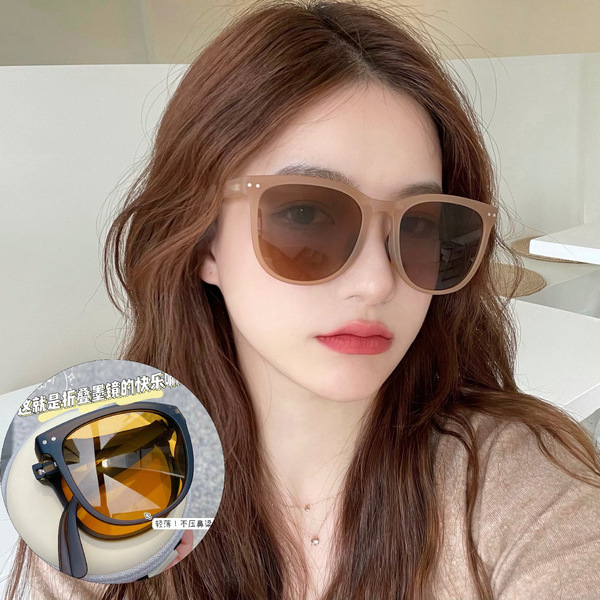 New polarizer folded sunglasses spring legs women's net red…