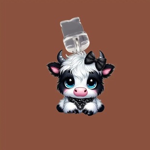 Explosive cute cow acrylic dust plug mobile phone dust cover for iPhone/Type-C connector