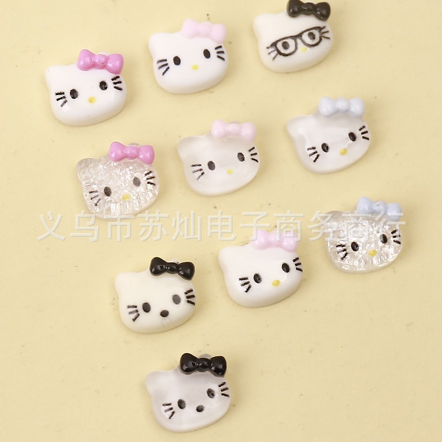 Nuevo hielo transparente resina tridimensional accesorios de dibujos animados uñas DIY crema pegamento caja del teléfono decoración gatito al por mayor KT gato