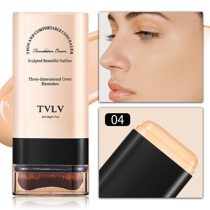 クロスボーダー TVLV イレーザー ファンデーション スティック 20g ブラシ付き 肌の色を明るくする リキッド ファンデーション 長持ちするメイク落ちしないコンシーラー|undefined
