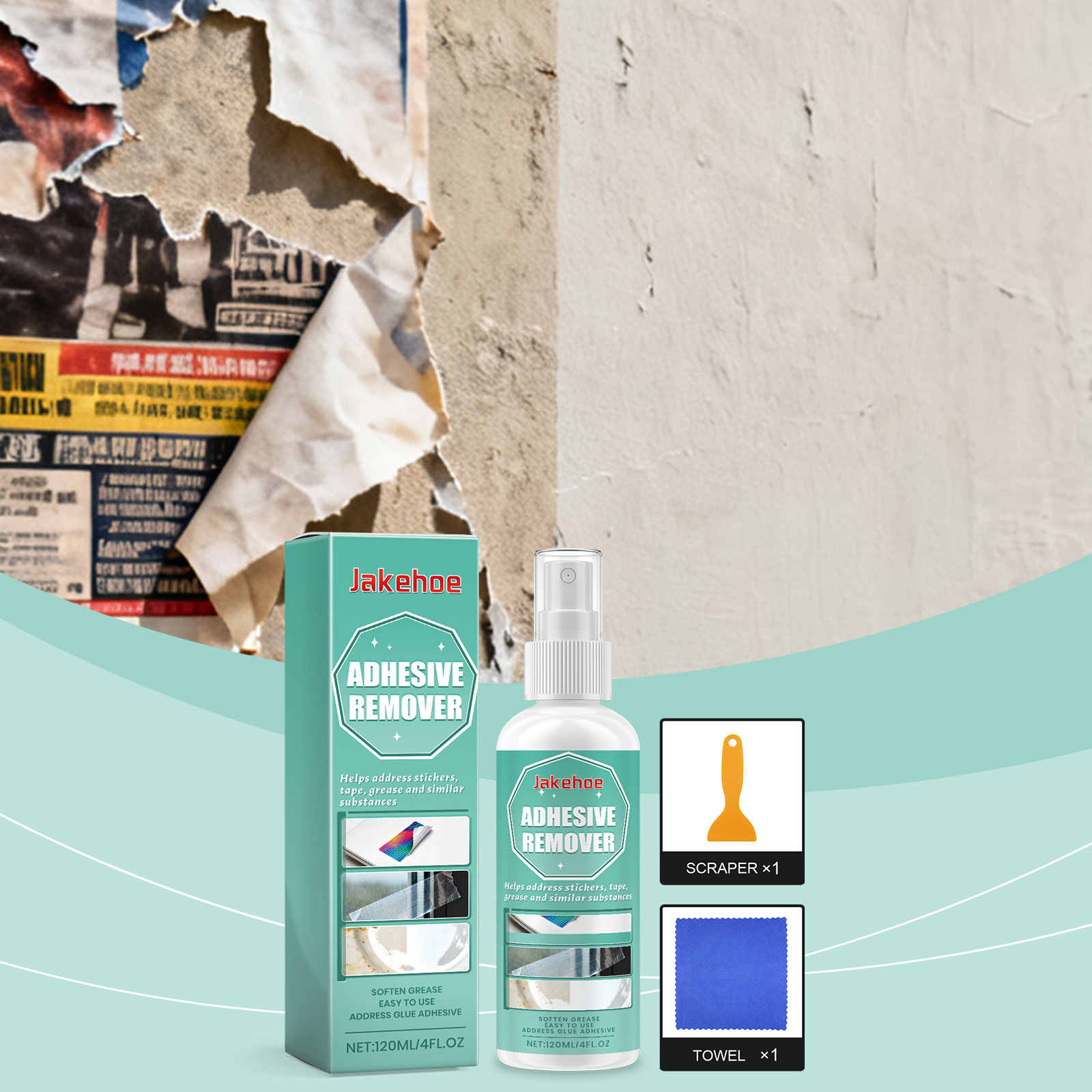 Jakehoe Adhesive Cleaner Is Suitable for Multiple Surfaces, Grease Softening, Cleaning Residual Stickers, and Adhesive Cleaner