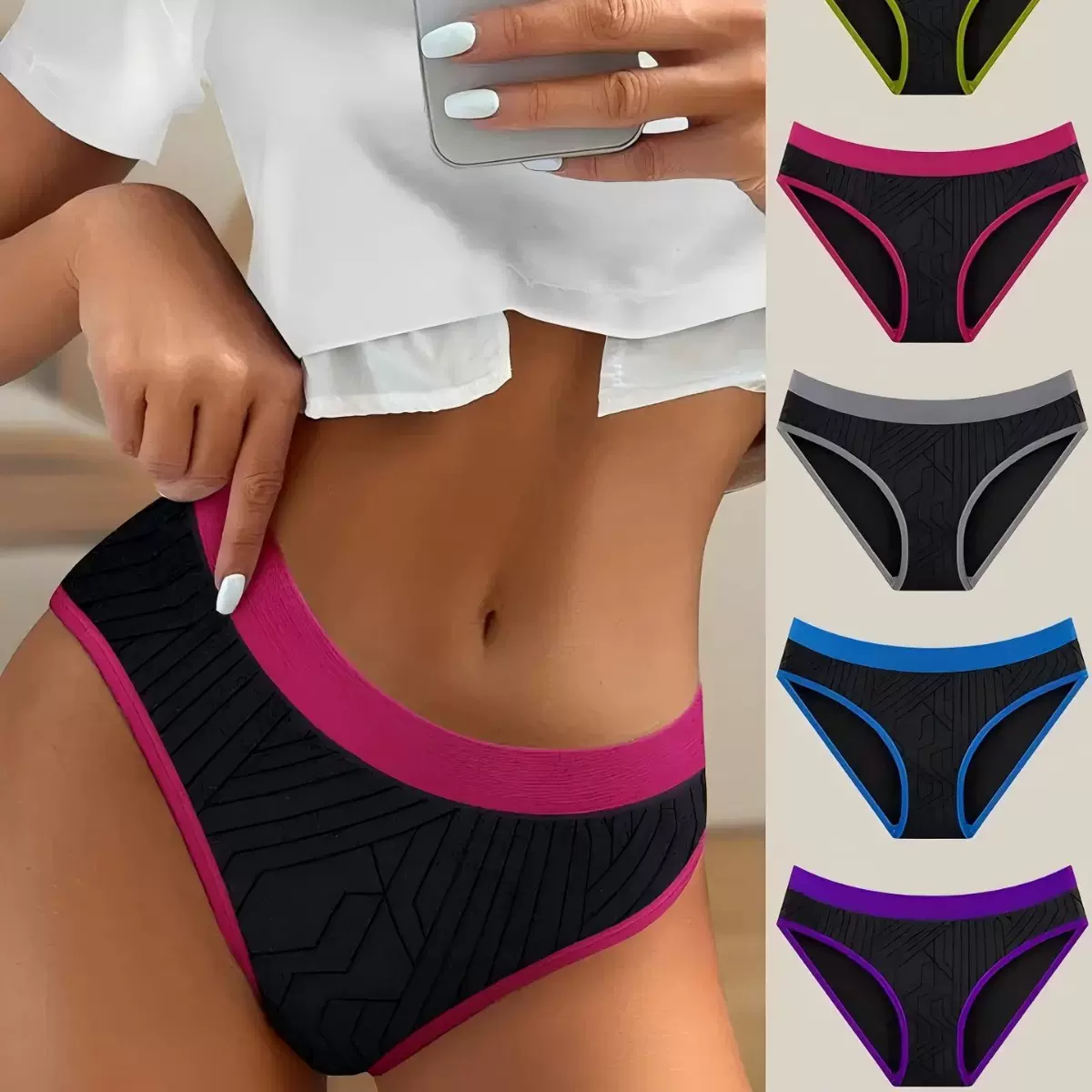 亚马逊TK女士内裤无缝内裤时尚撞色三角裤女纯棉裆舒适版型大码组