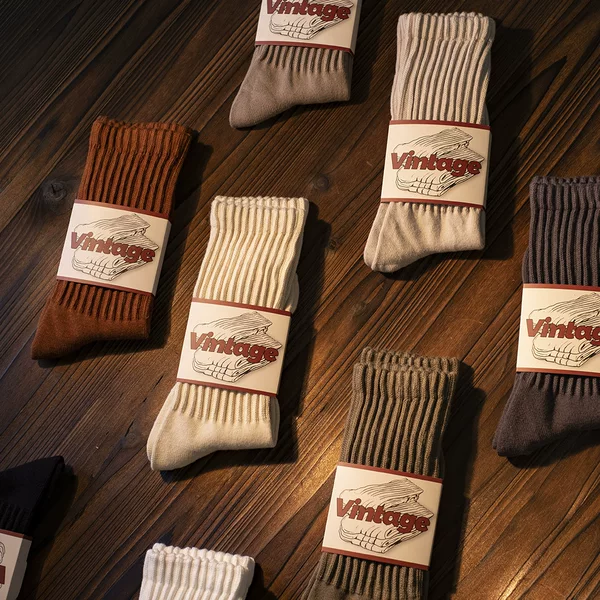 Vintage socks men's Japanese stockings Ami Kaji American thick knit couples long tube women's autumn and winter cotton socks wholesale
