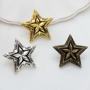 Korean version of retro alloy pentagonal star shape button hair rope pendant accessories diy jewelry accessories accessories materials