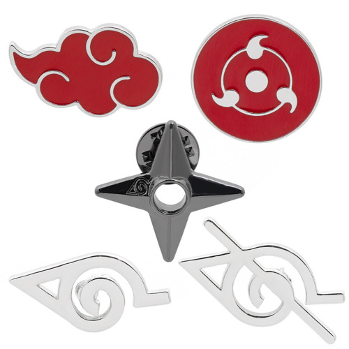 AliExpress cross-border peripheral brooch Cartoon Akatsuki Organization Sharingan Rebel Logo Shuriken Badge