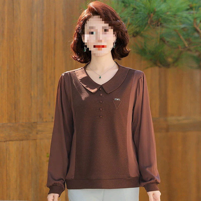 Autumn colored body-friendly long-sleeve for mother, for middle age, plus size